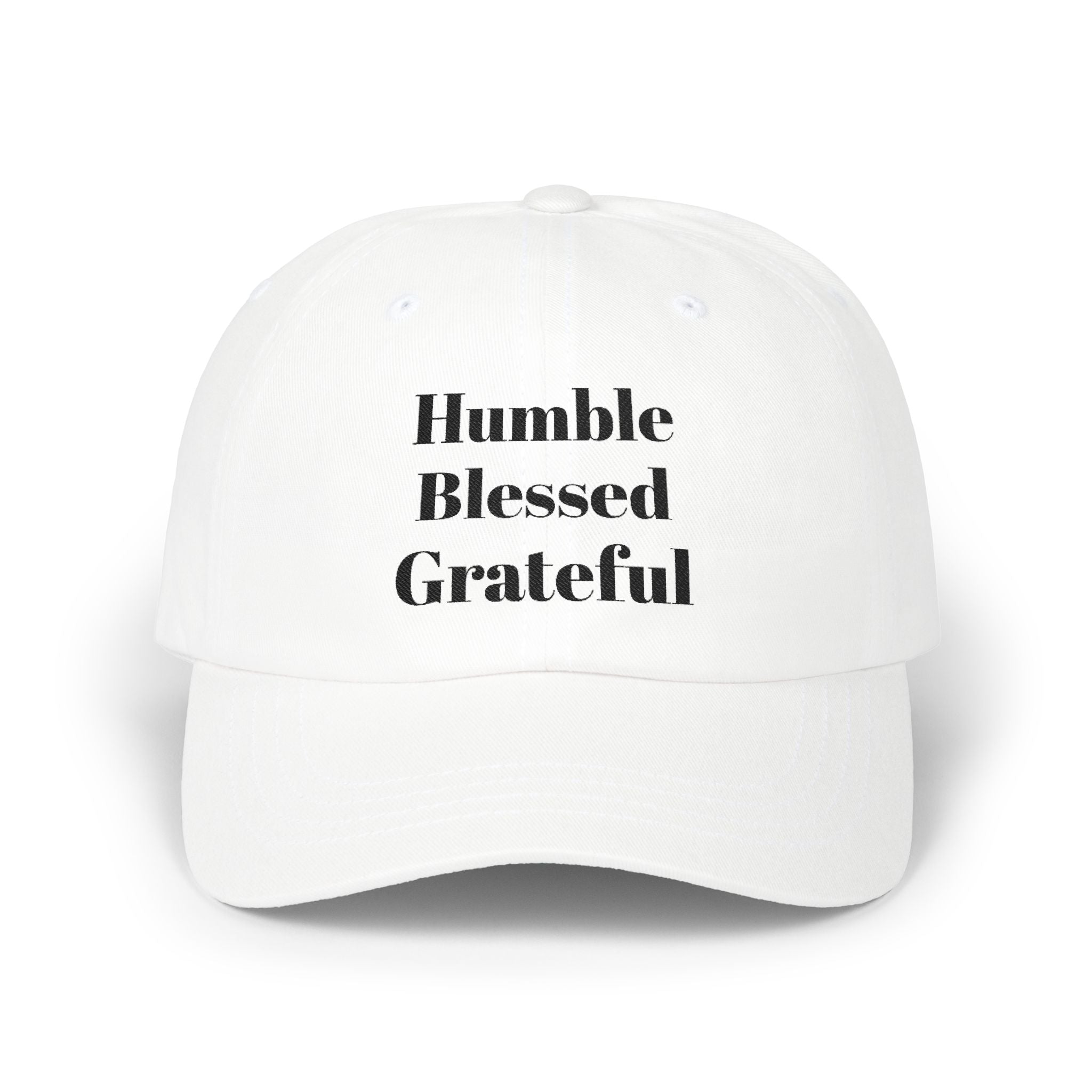 Humble Blessed Grateful Dad Cap — Embroidered Inspirational Baseball Hat (HBG Back)