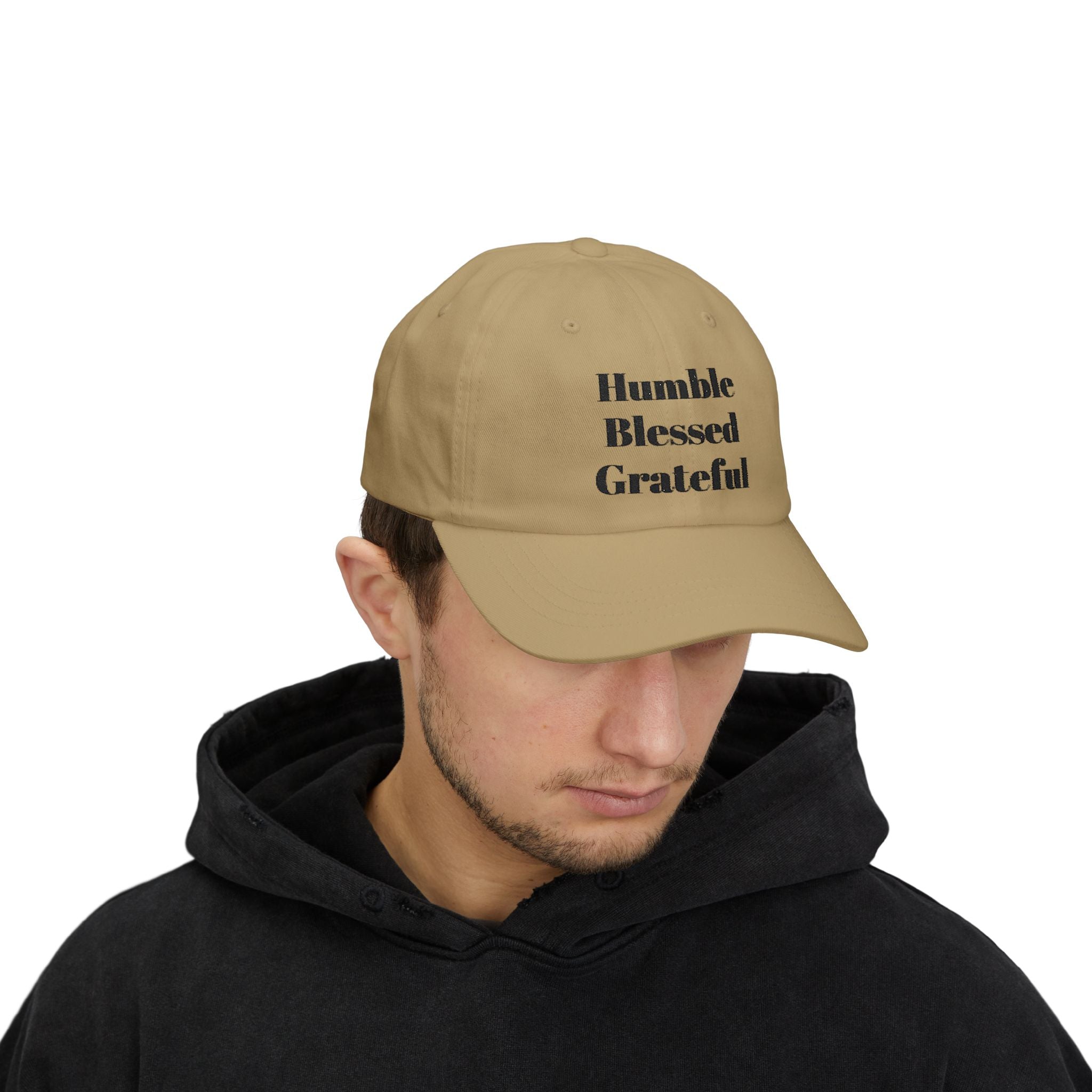 Humble Blessed Grateful Dad Cap — Embroidered Inspirational Baseball Hat (HBG Back)