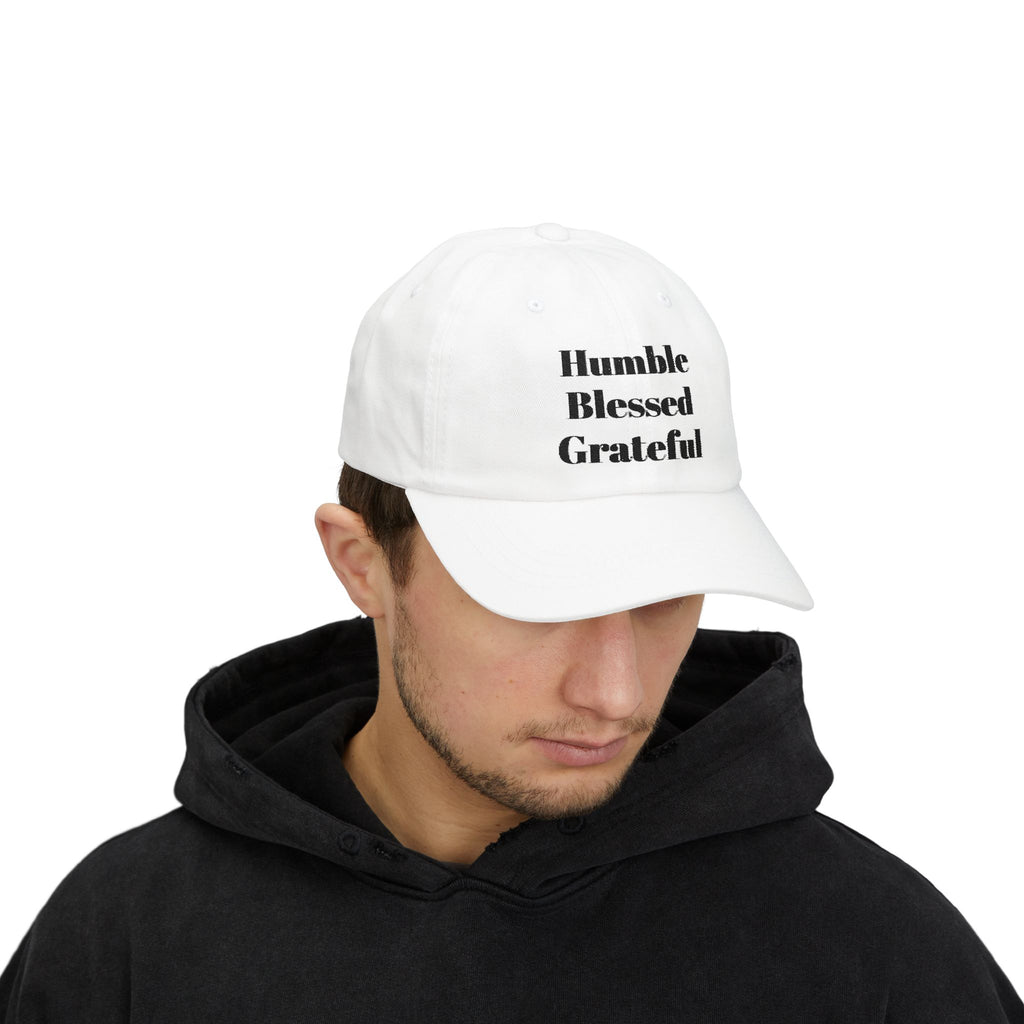 Humble Blessed Grateful Dad Cap — Embroidered Inspirational Baseball Hat (HBG Back)
