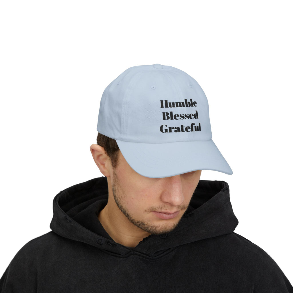 Humble Blessed Grateful Dad Cap — Embroidered Inspirational Baseball Hat (HBG Back)