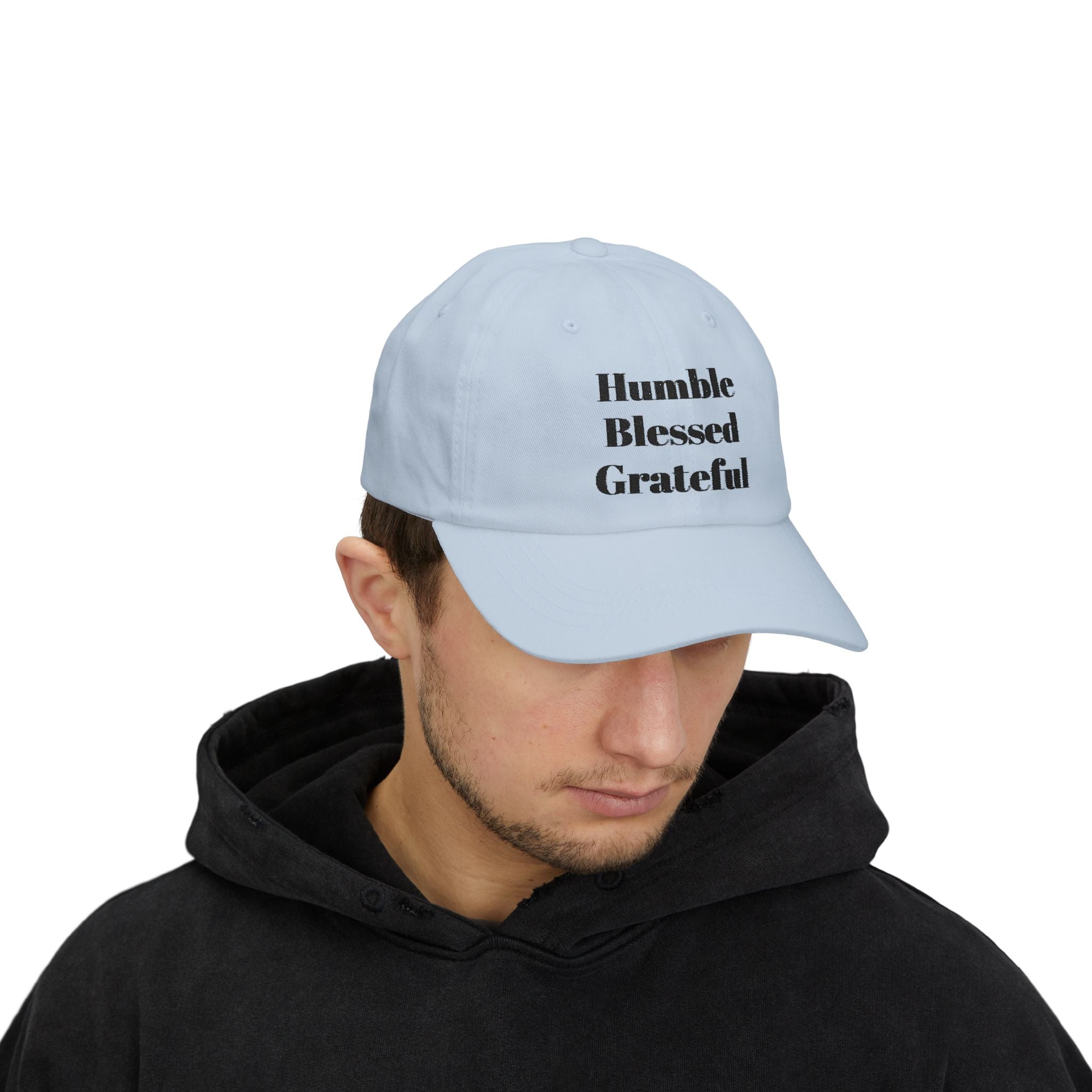 Humble Blessed Grateful Dad Cap — Embroidered Inspirational Baseball Hat (HBG Back)