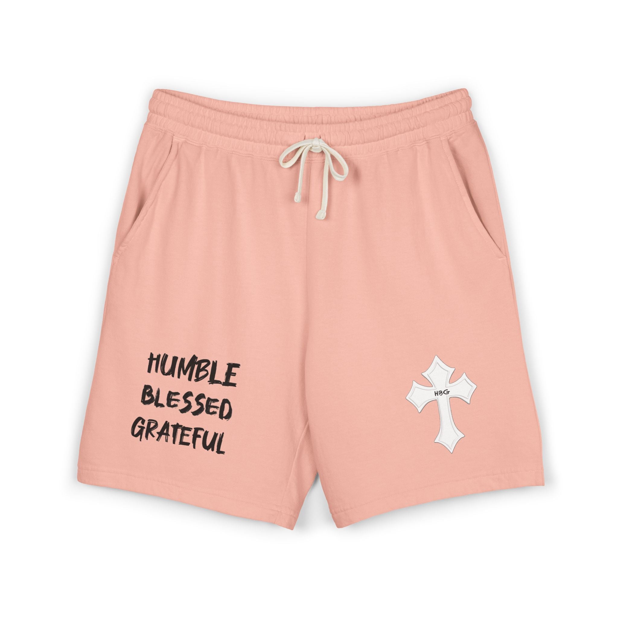 Faith-Inspired Sweat Shorts — "Humble Blessed Grateful" with Cross