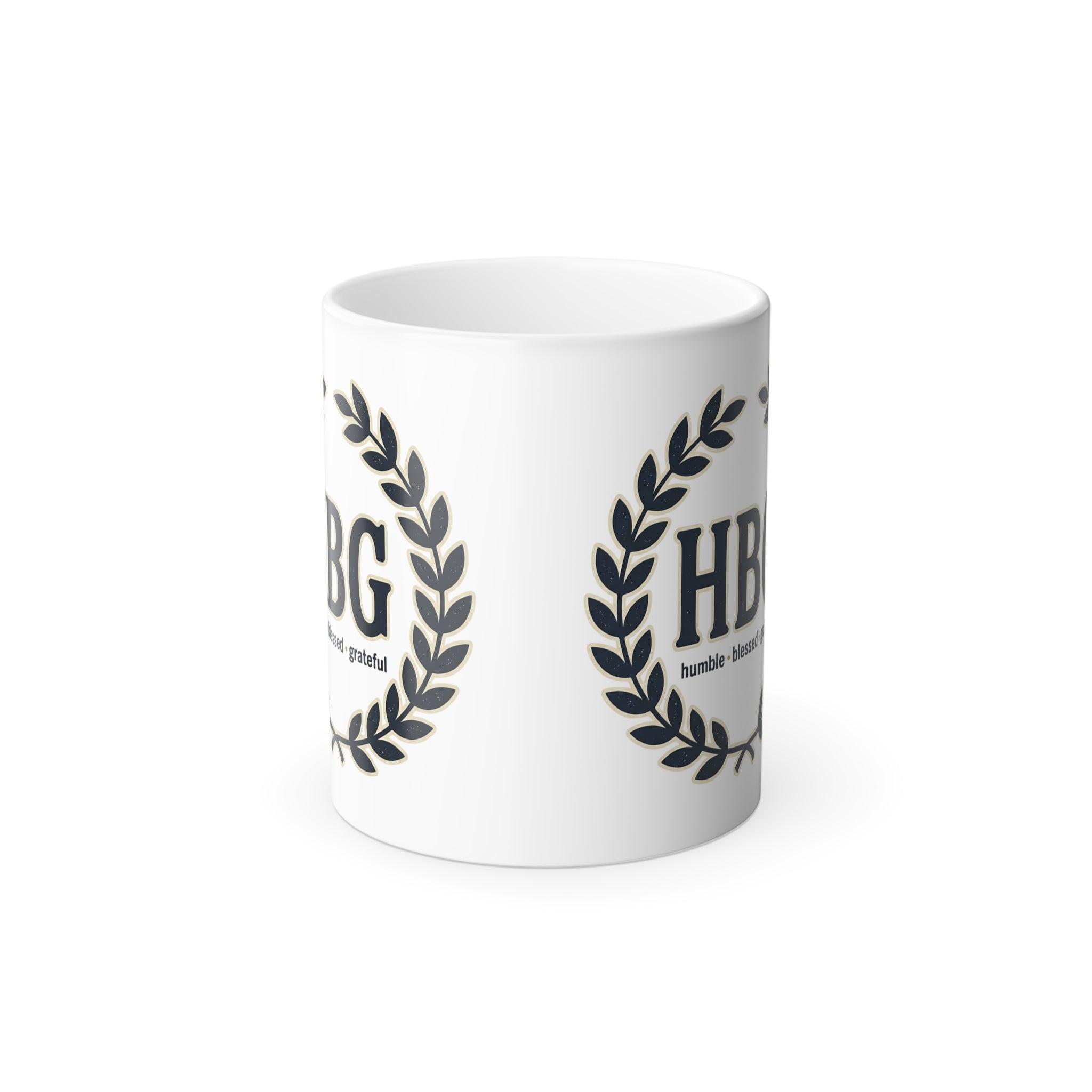Color-Morphing Coffee Mug – "Humble & Grateful" Vintage Coffee Badge, 11 oz