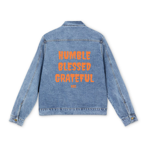 Denim Jacket — "Humble Blessed Grateful" Orange Print