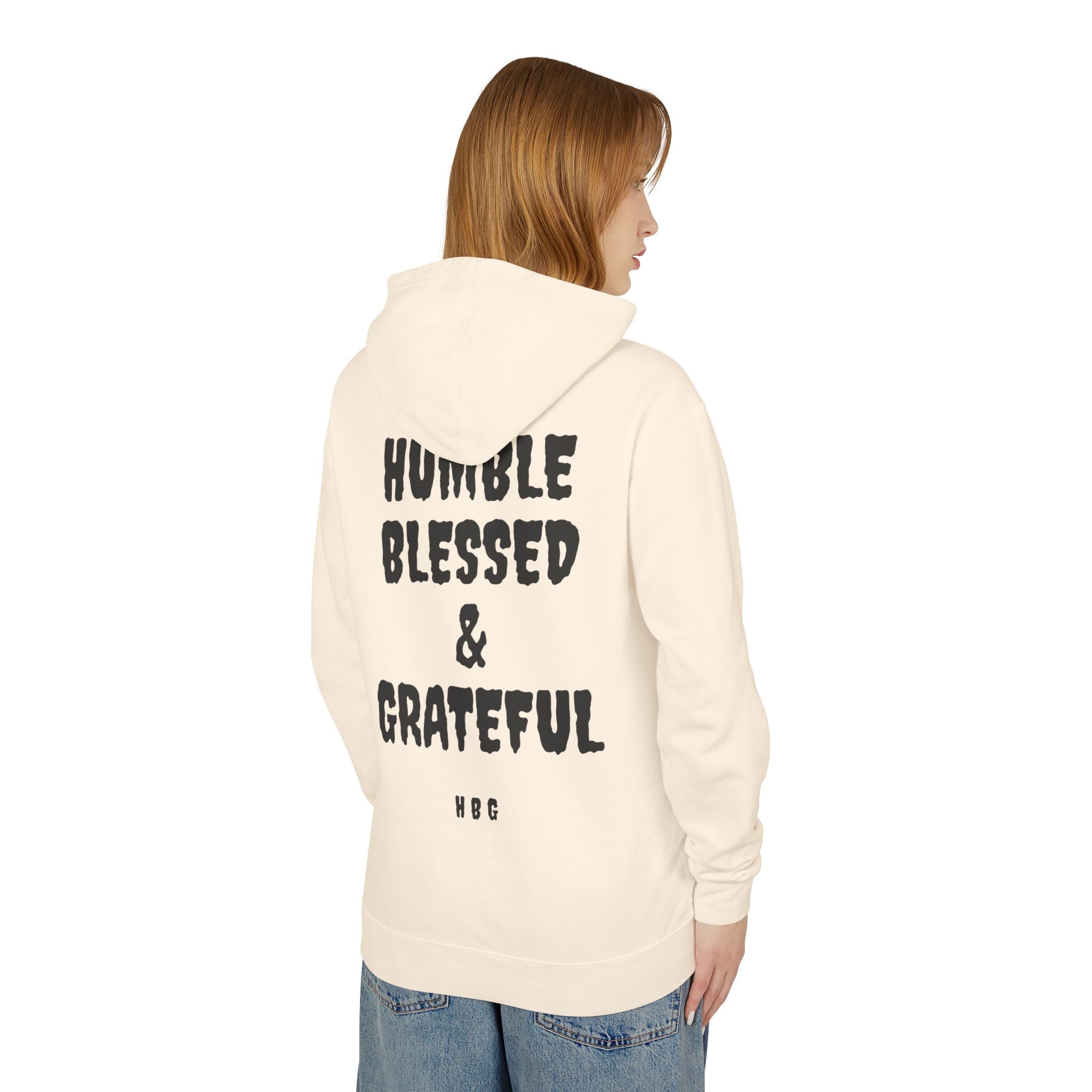Hoodie — "Humble Blessed & Grateful" Lightweight Cream Hoodie