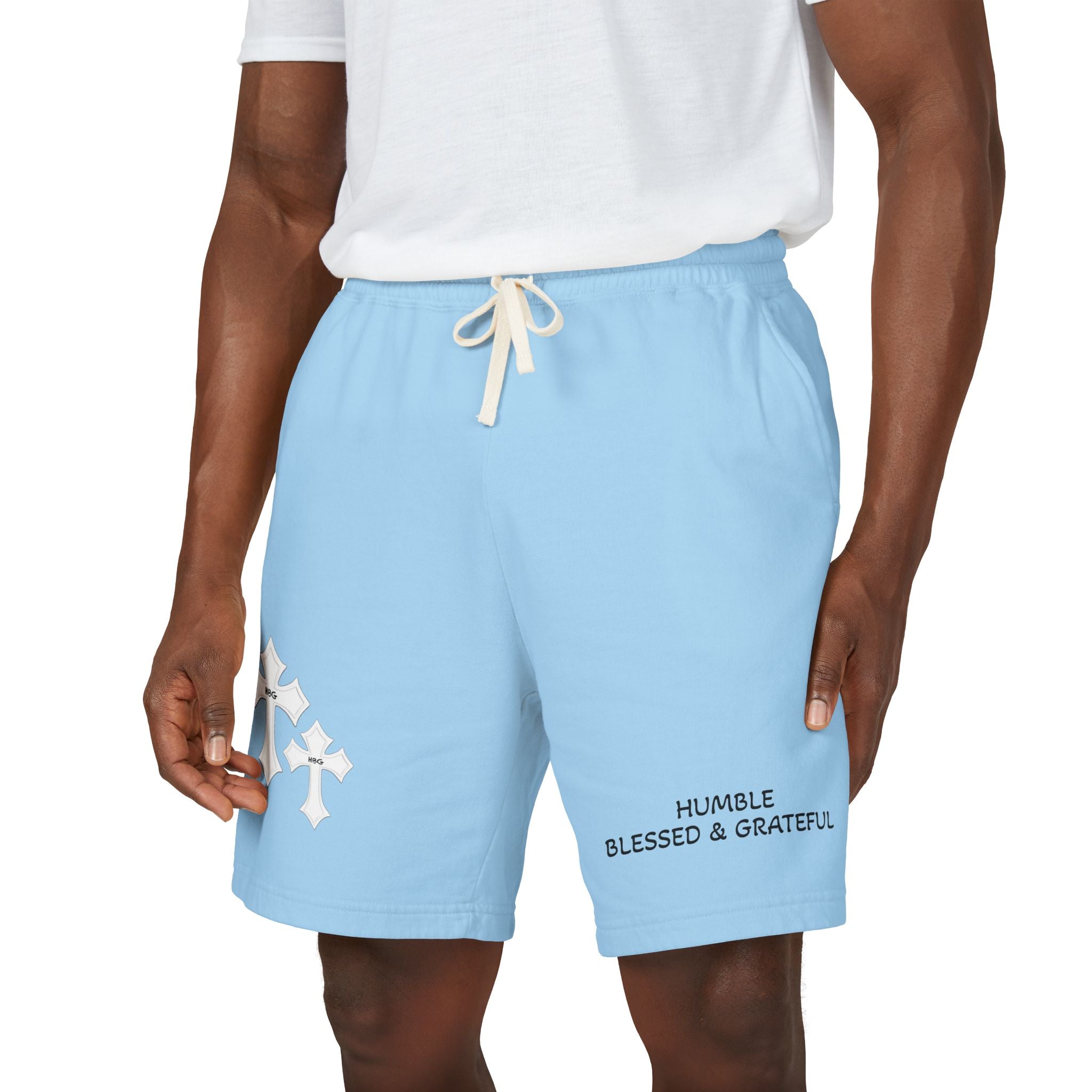‘Humble Blessed & Grateful’ Cross Design Sweat Shorts
