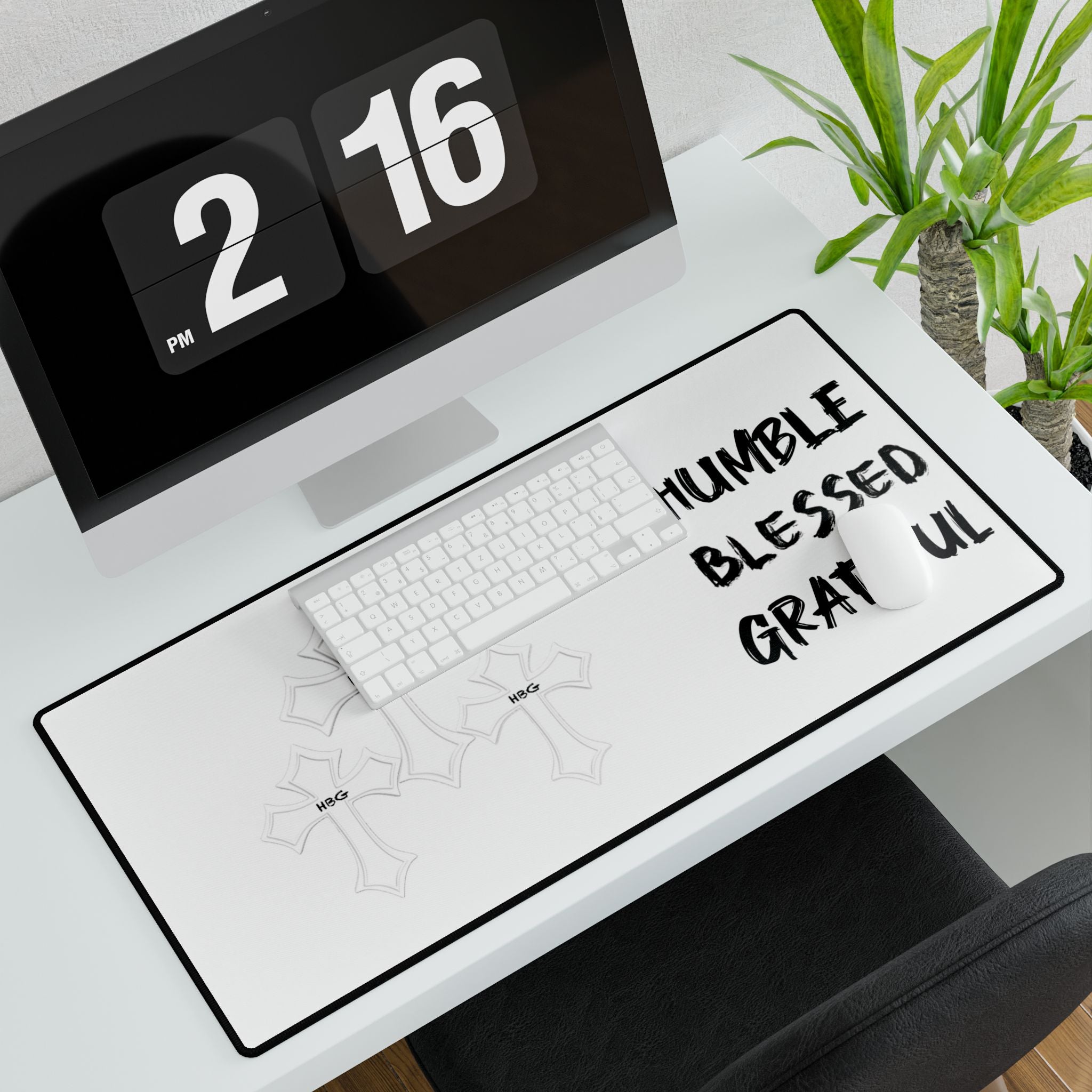 Humble Blessed Grateful Desk Mat — Faith-Inspired Large Mousepad & Keyboard Pad