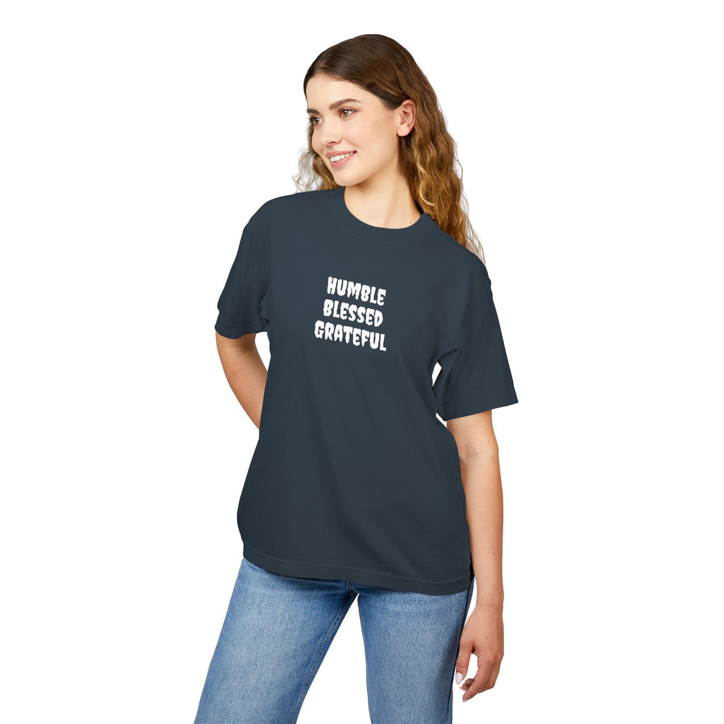 Blessed Grateful Tee — Retro Bubble Letter Spiritual Pocket T‑Shirt