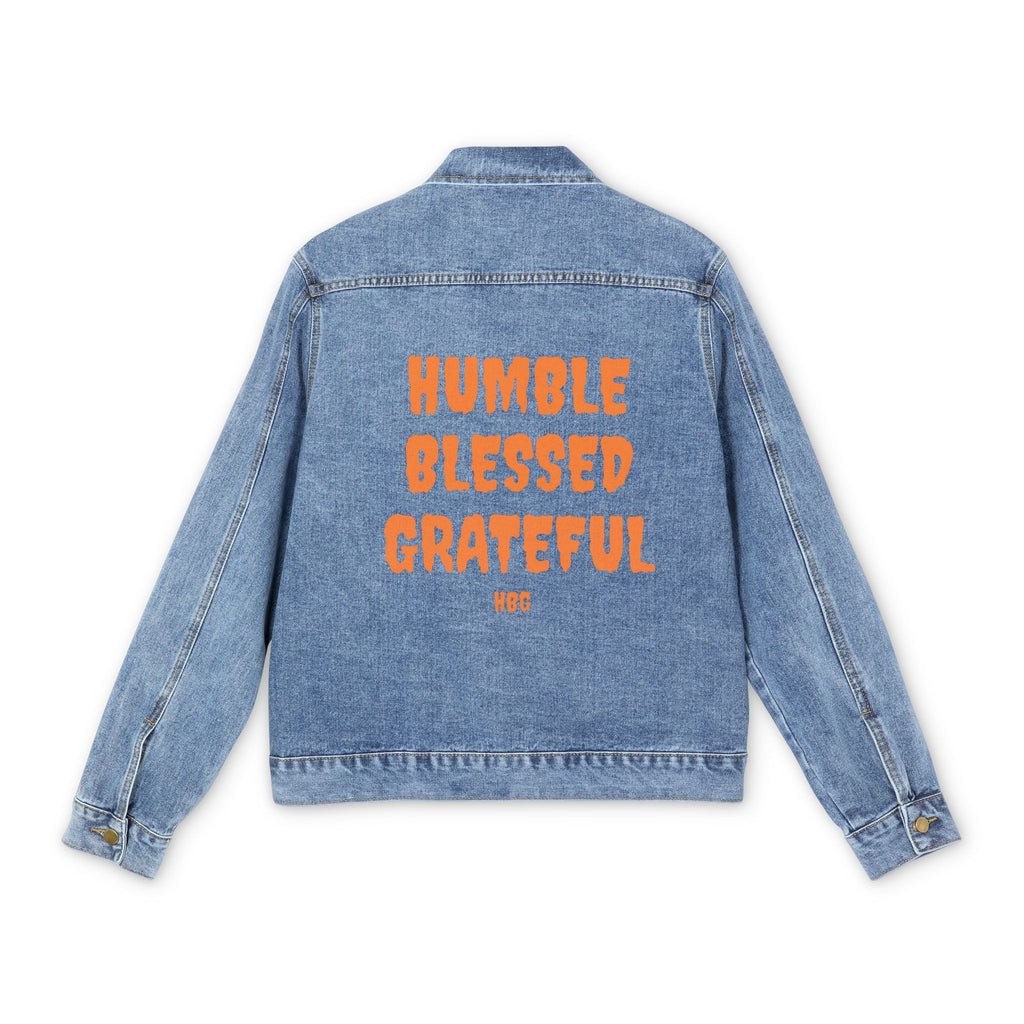 Denim Jacket — "Humble Blessed Grateful" Orange Print