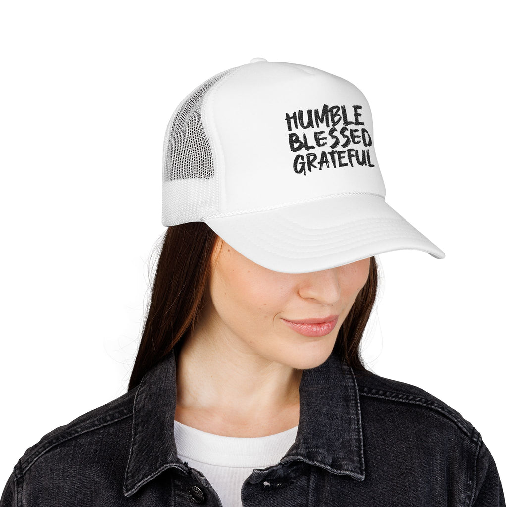 Trucker Hat — Humble Blessed Grateful Embroidered Cap