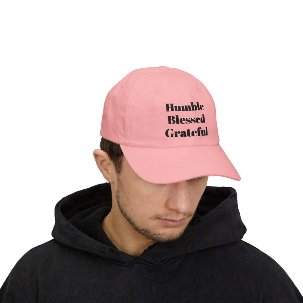 Humble Blessed Grateful Dad Cap — Embroidered Inspirational Baseball Hat (HBG Back)
