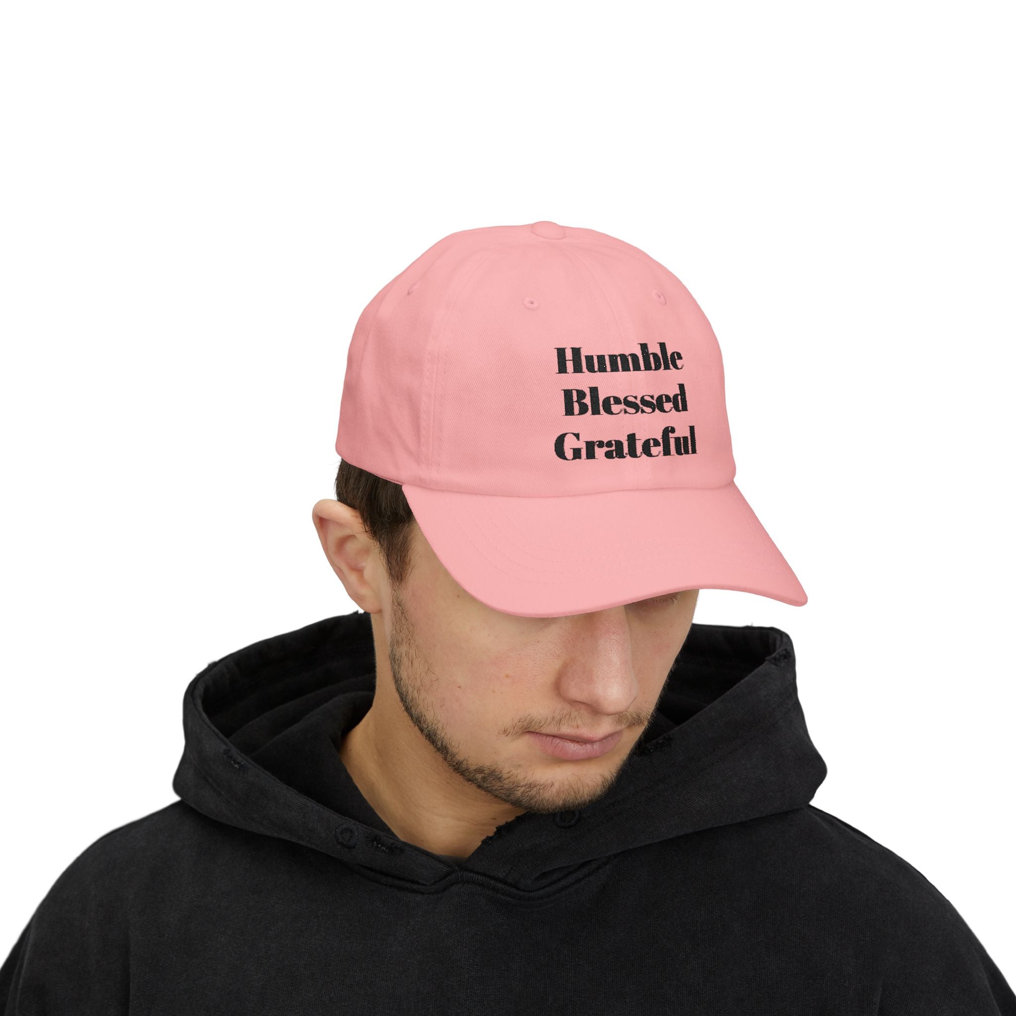 Humble Blessed Grateful Dad Cap — Embroidered Inspirational Baseball Hat (HBG Back)
