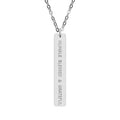 Engraved Vertical Bar Necklace —Sterling Silver Pendant