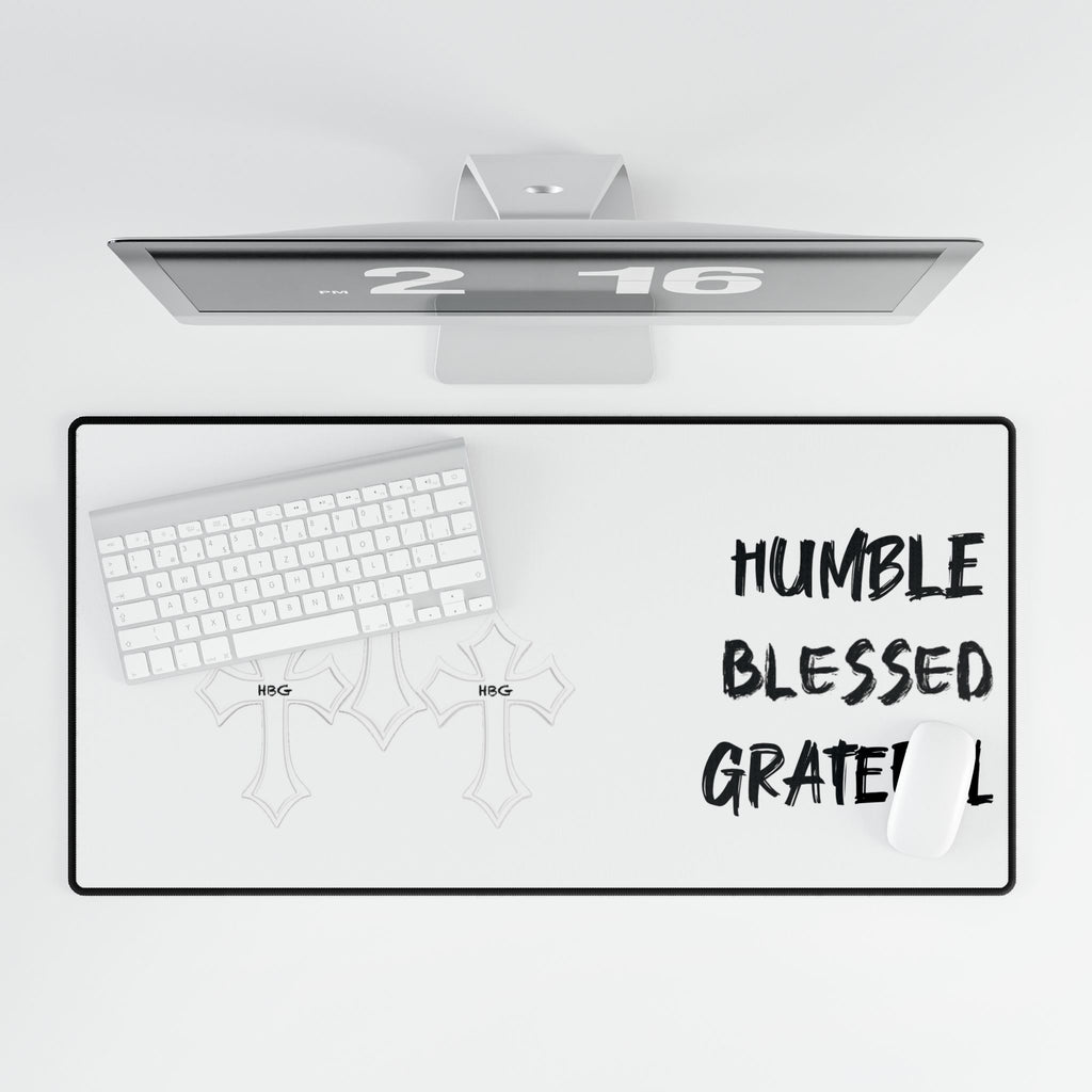 Humble Blessed Grateful Desk Mat — Faith-Inspired Large Mousepad & Keyboard Pad