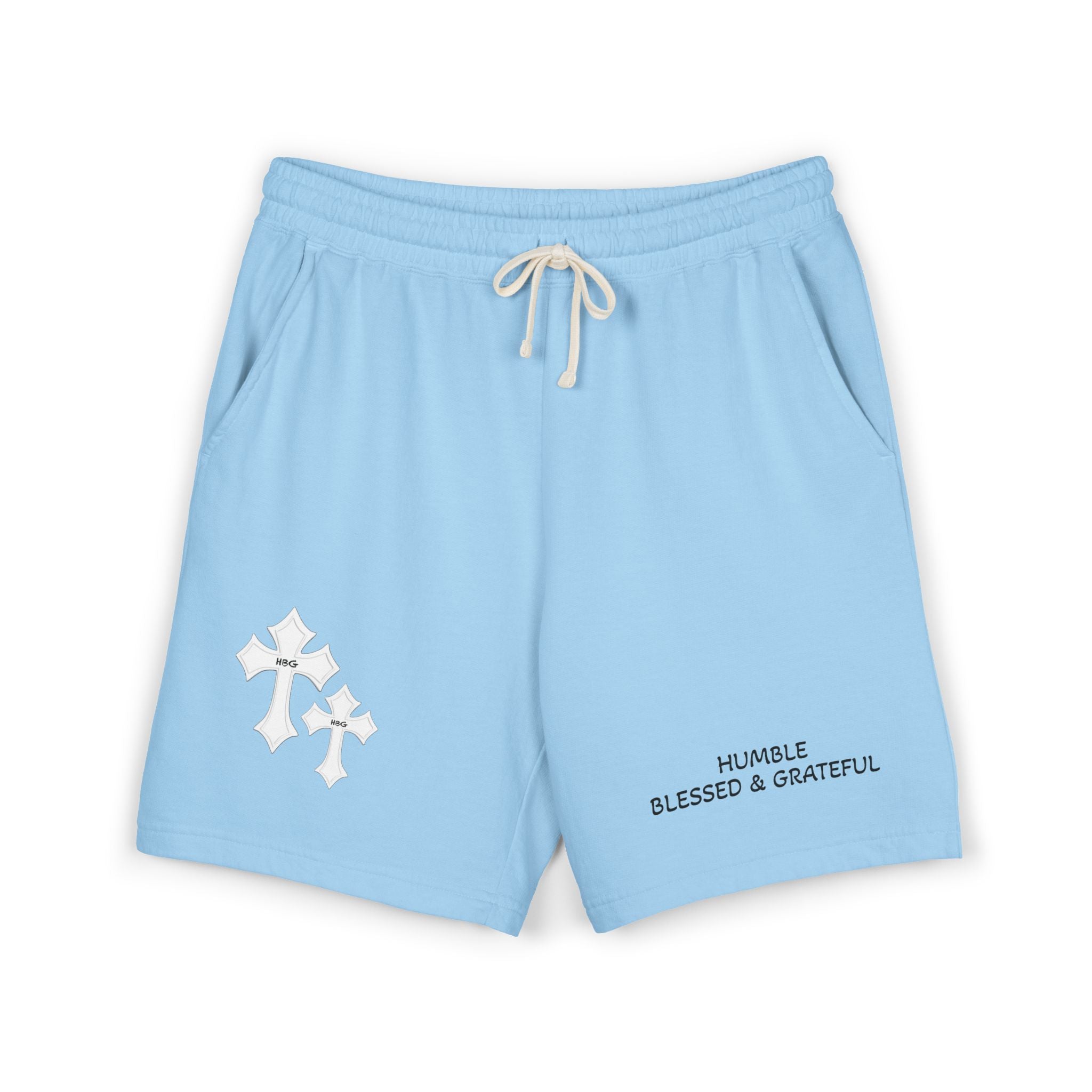 ‘Humble Blessed & Grateful’ Cross Design Sweat Shorts