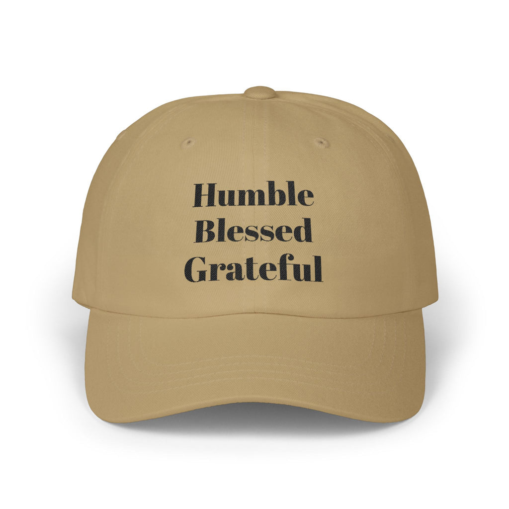 Humble Blessed Grateful Dad Cap — Embroidered Inspirational Baseball Hat (HBG Back)