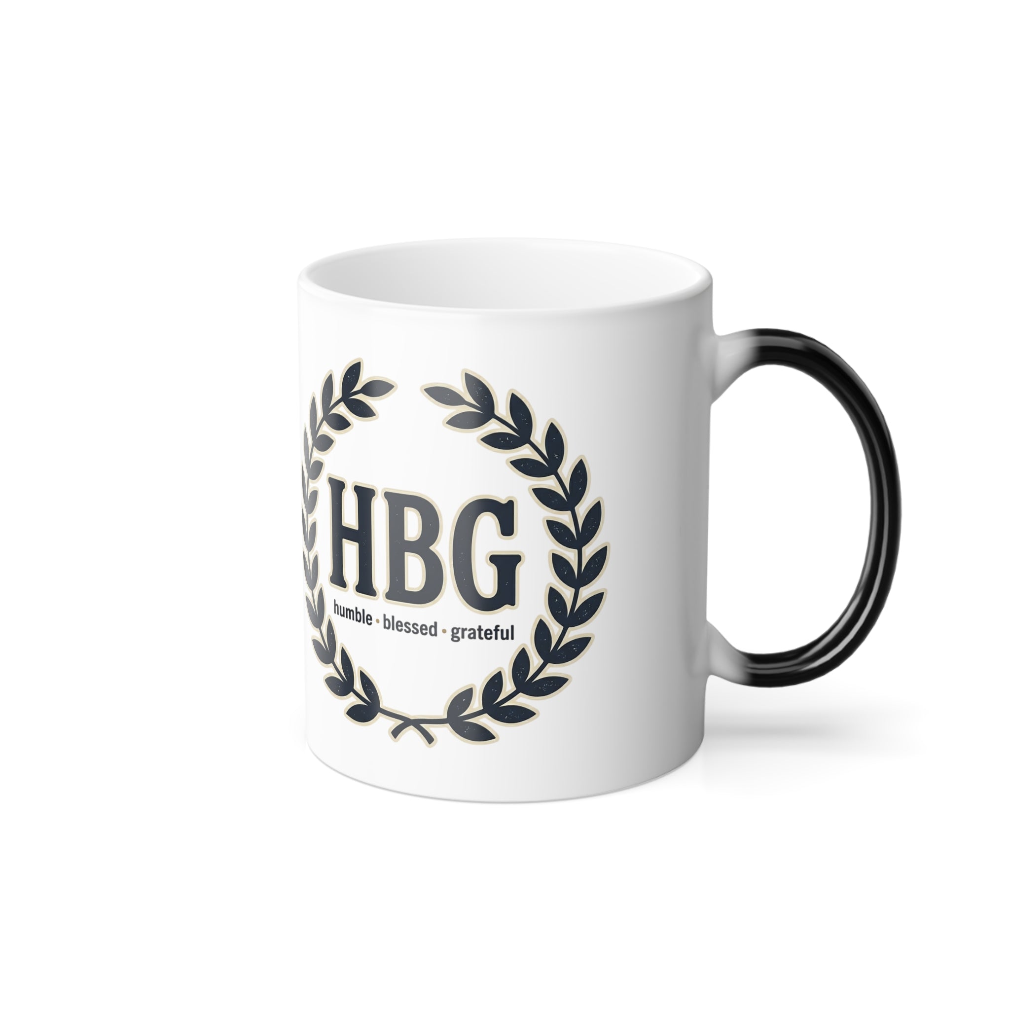 Color-Morphing Coffee Mug – "Humble & Grateful" Vintage Coffee Badge, 11 oz