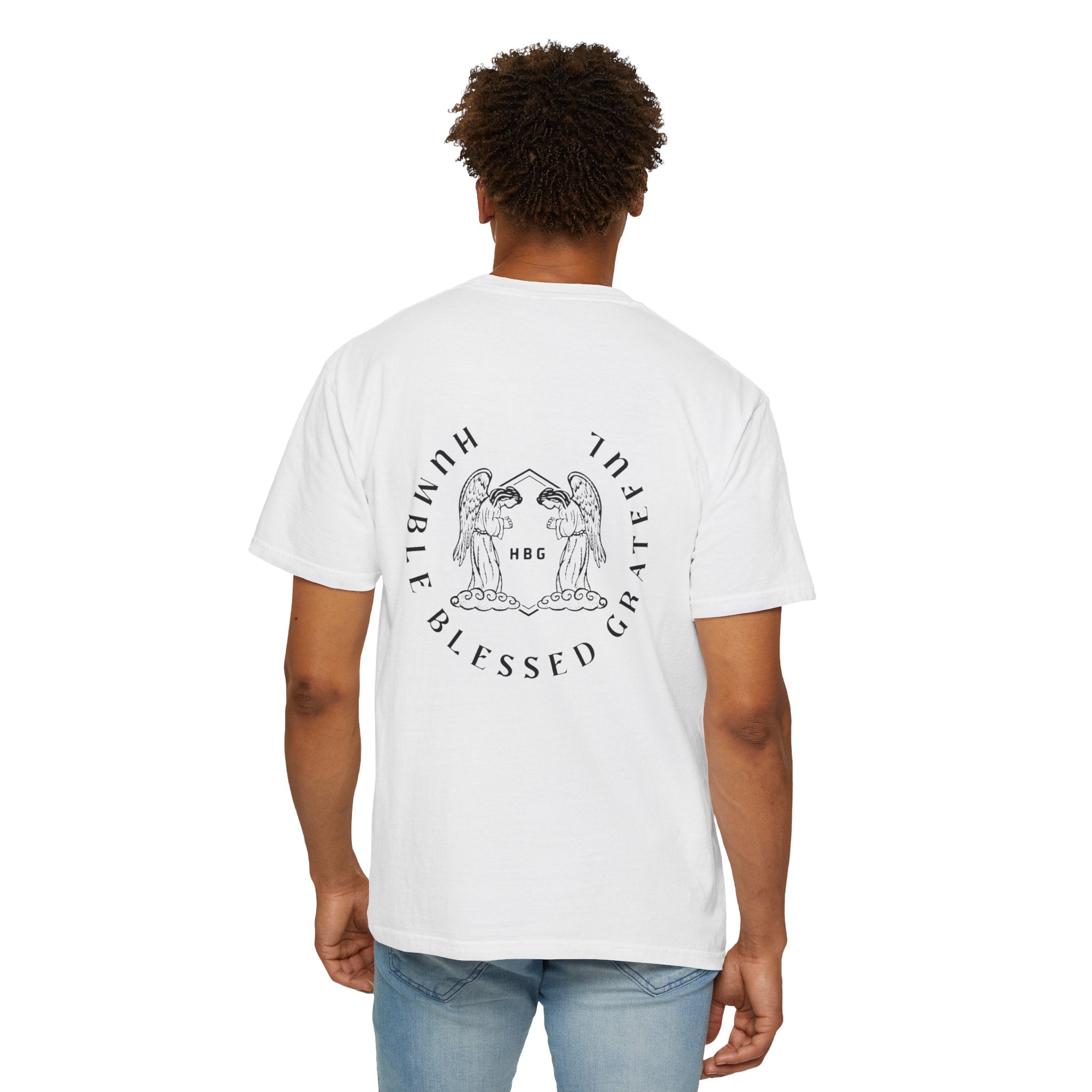 HBG Angel Graphic T-Shirt — Humble Blessed Grateful Chest Logo